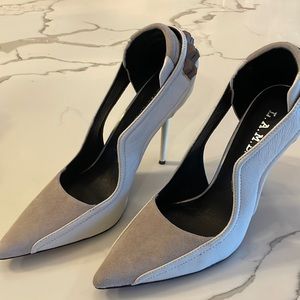 L.A.M.B suede and leather heels GORGEOUS!